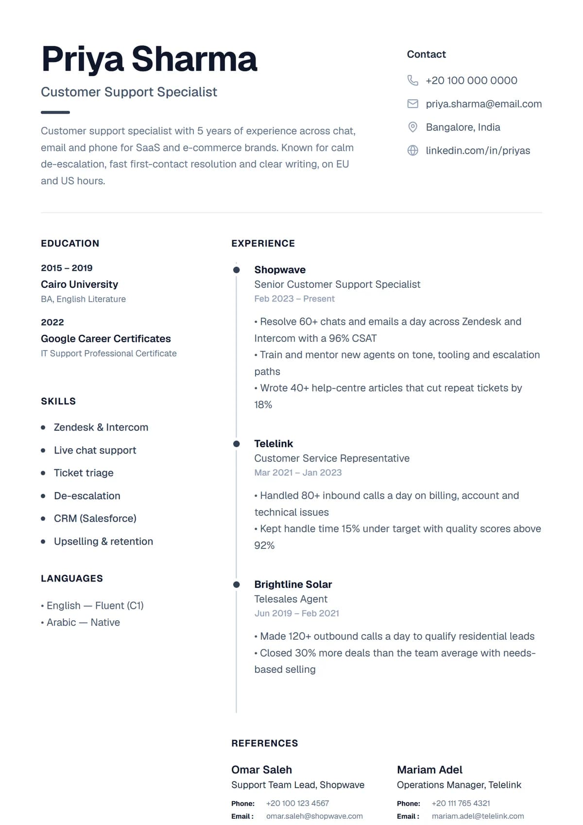 Clean Minimal resume template: quiet and easy to scan