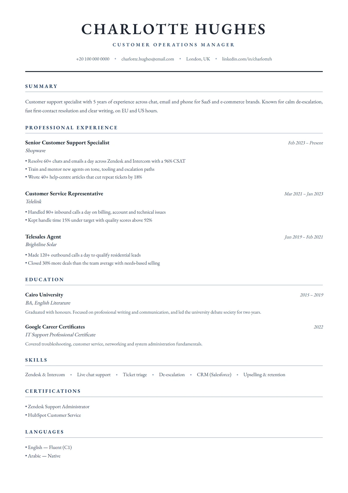Ivy Classic resume template
