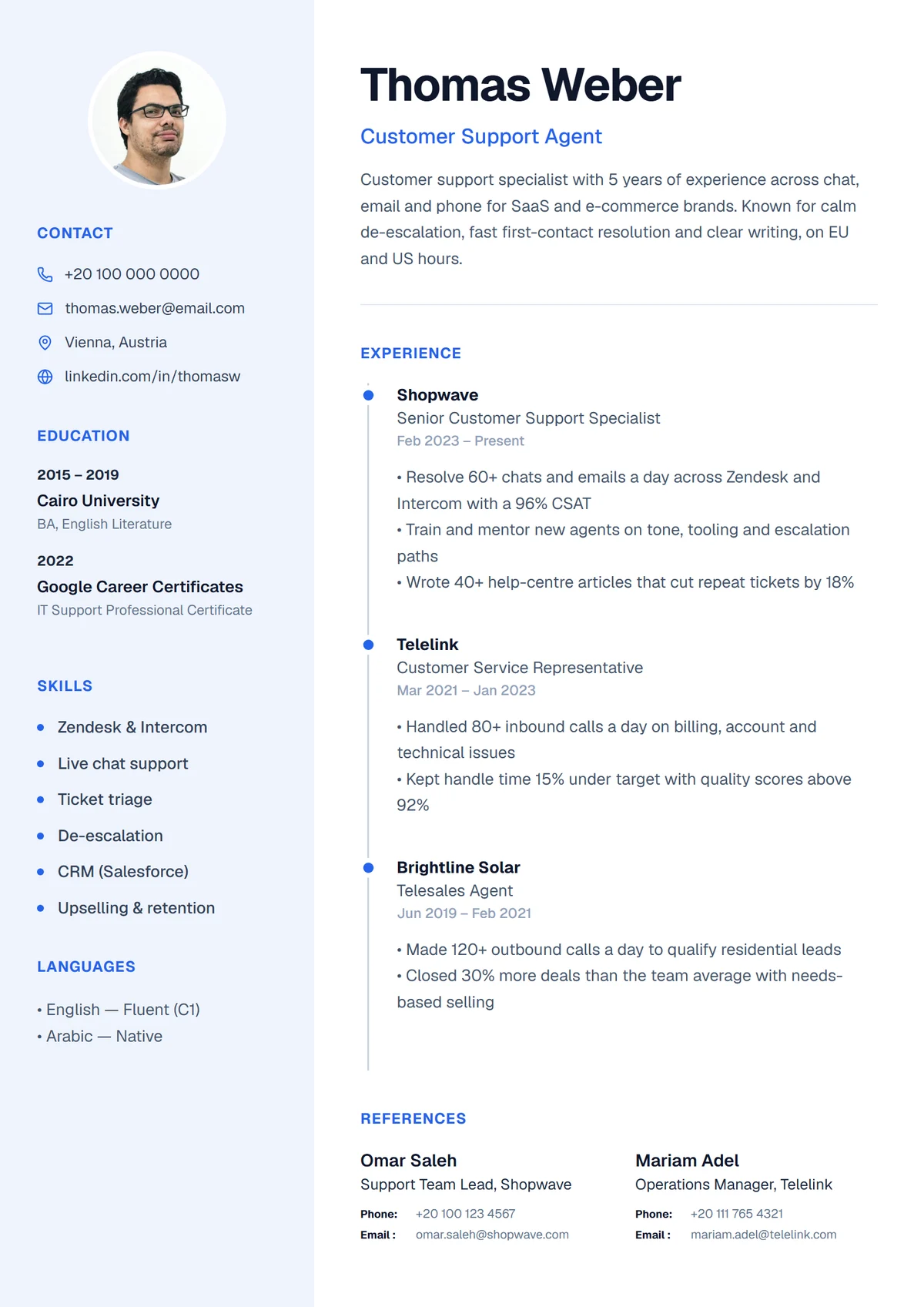 Sidebar Profile resume template