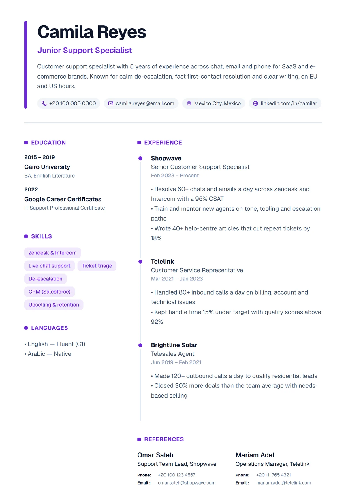 Skills Focus resume template