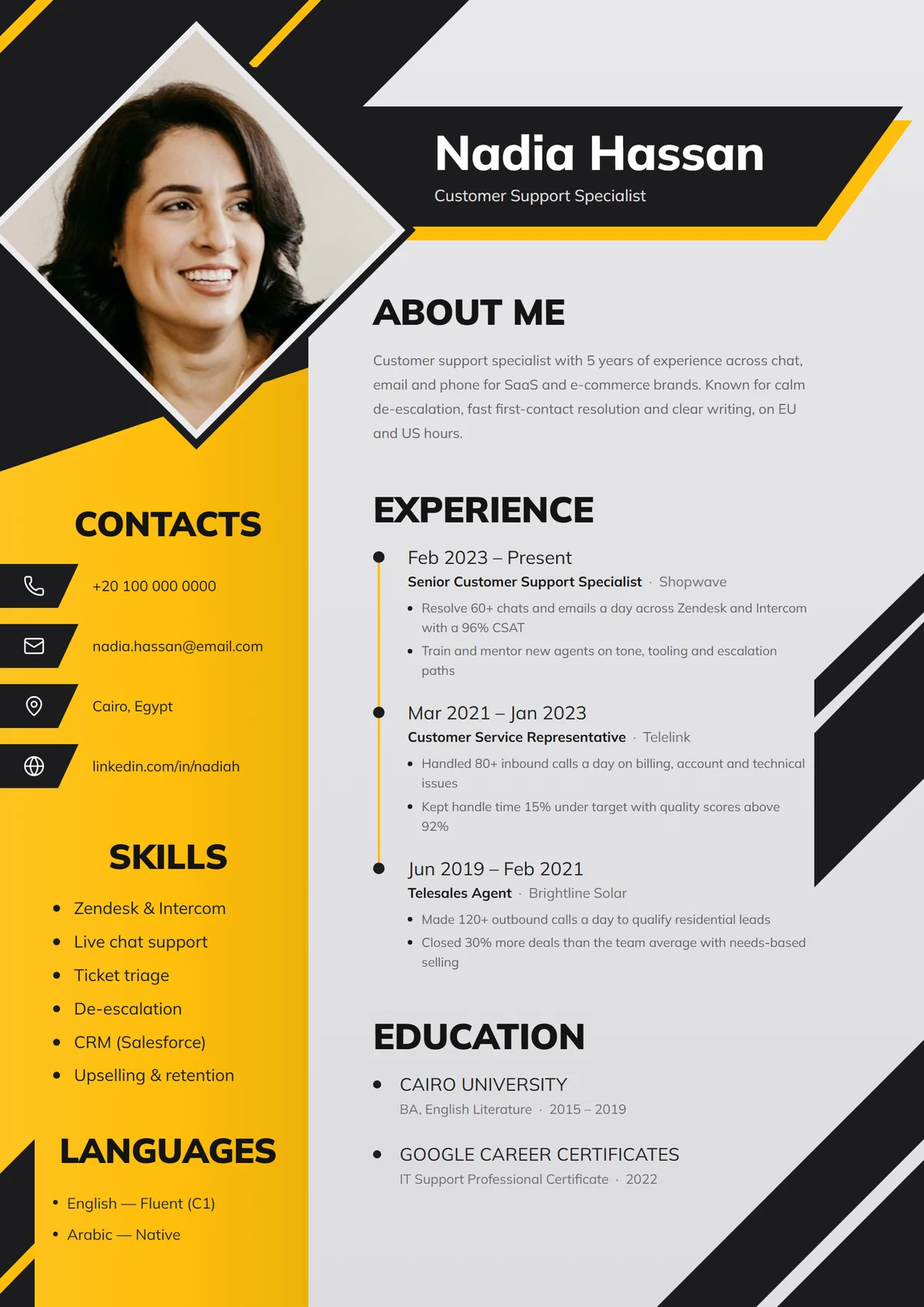 Volt Diamond resume template